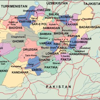 afghanistan mapa politico vectorial digital