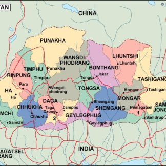 bhutan mapa politico vectorial digital