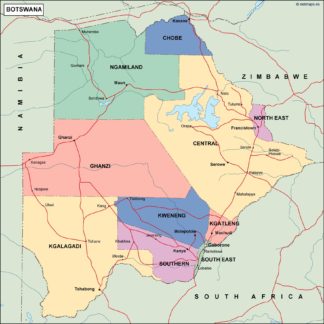 botswana mapa politico vectorial digital