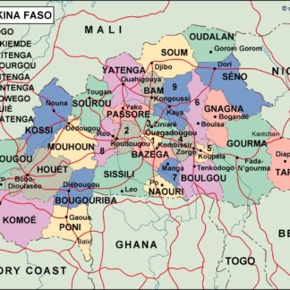 burkina faso mapa politico vectorial digital