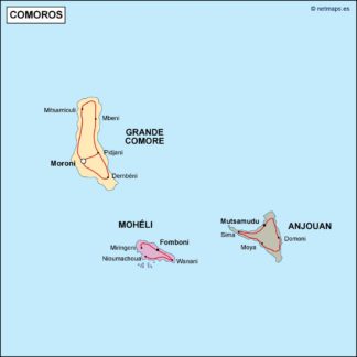 comoros mapa politico vectorial digital