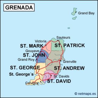 grenada mapa politico vectorial digital