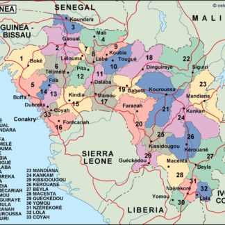 guinea mapa politico vectorial digital