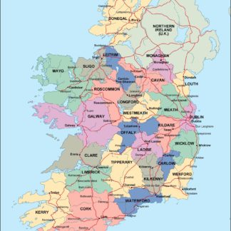 Irlanda mapa politico vectorial digital