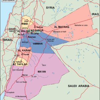 Jordania mapa politico vectorial digital