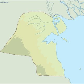 kuwait illustrator mapa físico digital