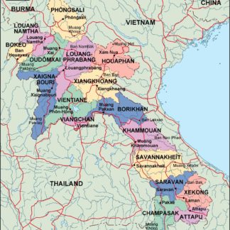 laos mapa politico vectorial digital