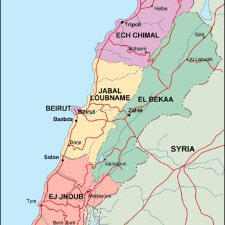 lebanon mapa politico vectorial digital