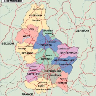 luxembourg mapa politico vectorial digital