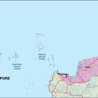 malaysia mapa politico vectorial digital