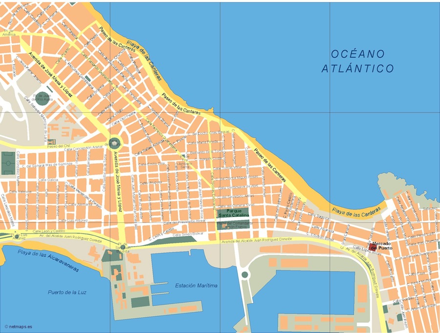 mapa las palmas de gran canaria vectorial en Illustrator