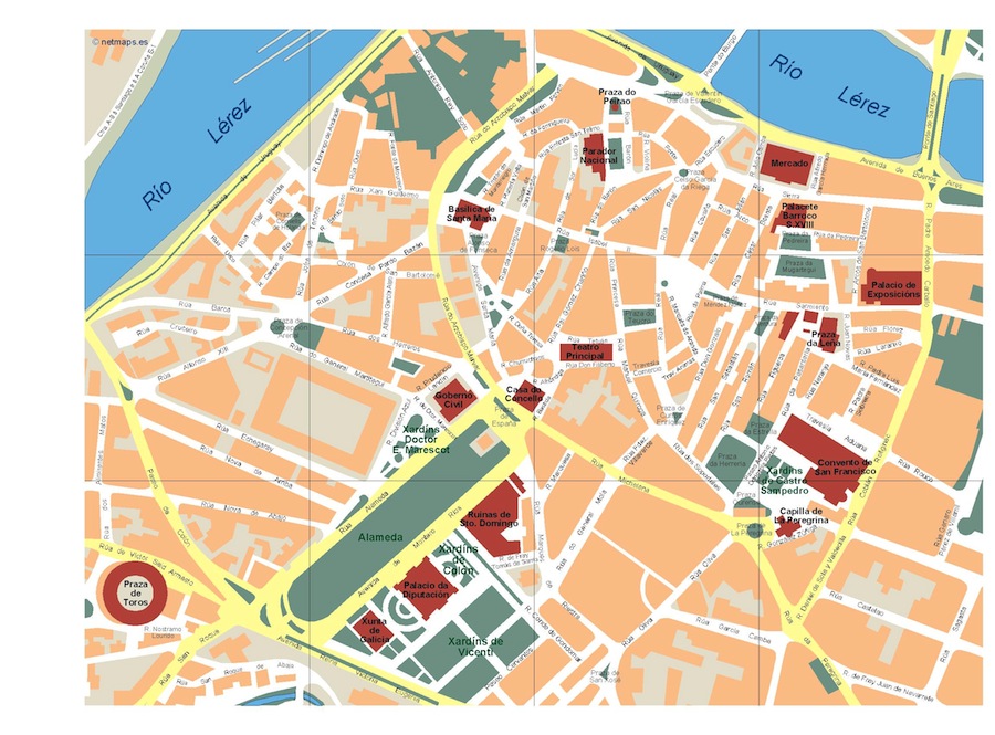 mapa pontevedra vectorial en Illustrator