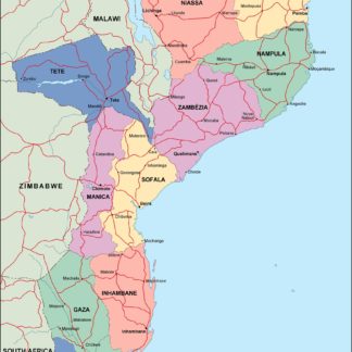 mozambique mapa politico vectorial digital