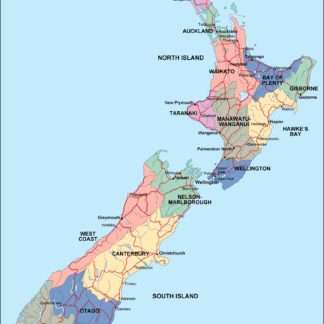 new zealand mapa politico vectorial digital