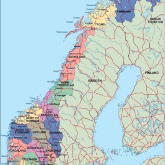 Noruega mapa politico vectorial digital