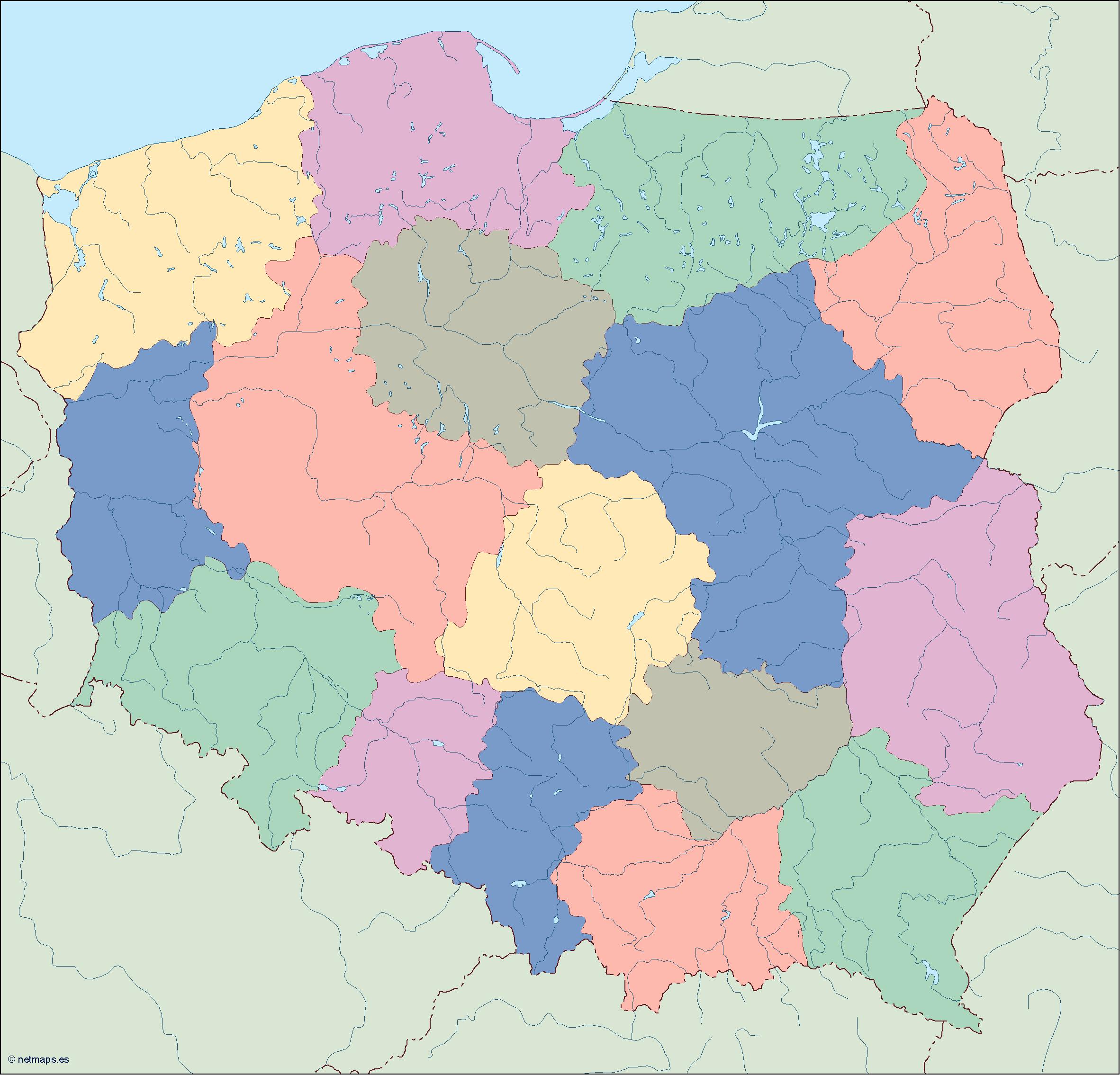 Polonia mapa mudo vectorial