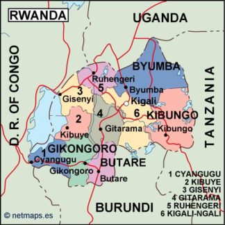 rwanda mapa politico vectorial digital