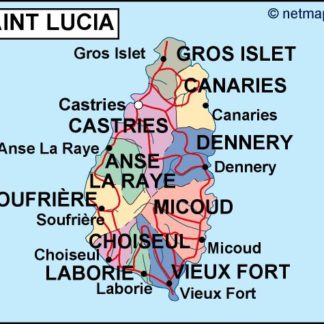 saint lucia mapa politico vectorial digital