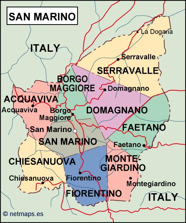 san marino mapa politico vectorial digital