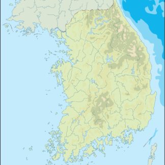 Corea del Sur illustrator mapa físico digital