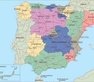 España mapa politico vectorial digital