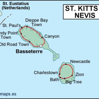 st kitts and nevis mapa politico vectorial digital