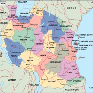 tanzania mapa politico vectorial digital