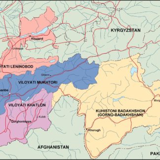 tayijistan mapa politico vectorial digital
