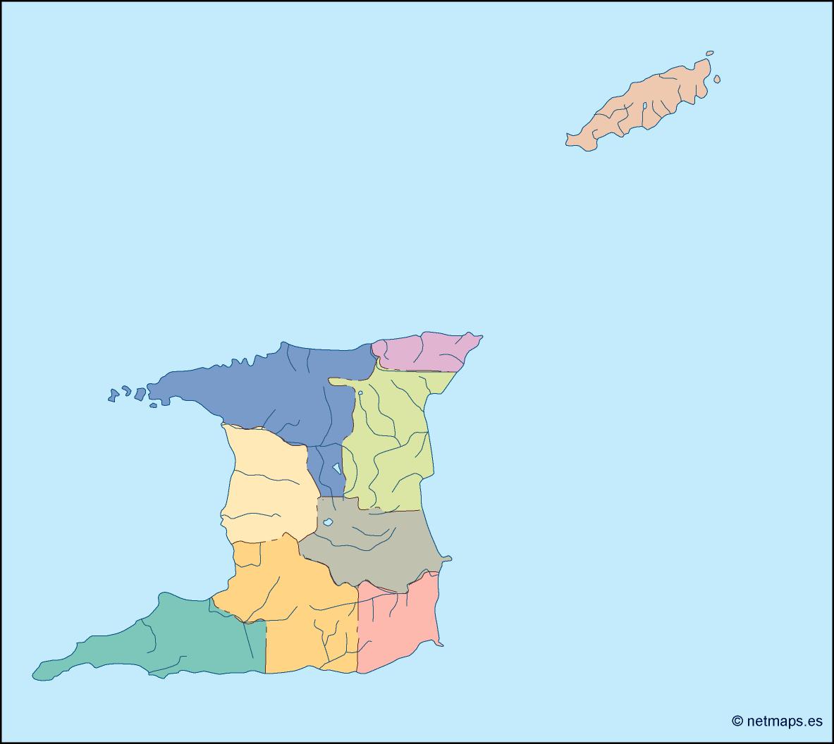 trinidad and tobago mapa mudo vectorial