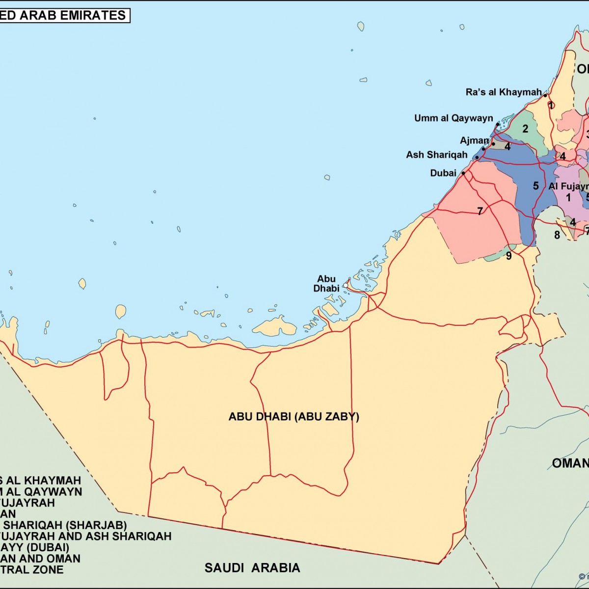 Emiratos Árabes Unidos mapas regiones | Mapas vector de Colombia y del ...