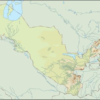 uzbekistan illustrator mapa físico digital