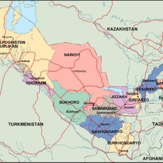 uzbekistan mapa politico vectorial digital
