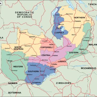 zambia mapa politico vectorial digital