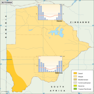 Botswana mapa climático vectorial
