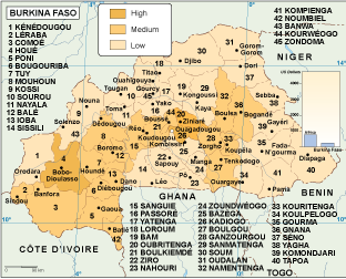 Burkina Faso mapa económico vectorial