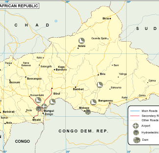 Central Afr Rep mapa transporte digital