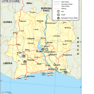 Ivory Coast mapa transporte digital