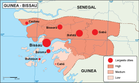 Guinea Bissau mapa población digital