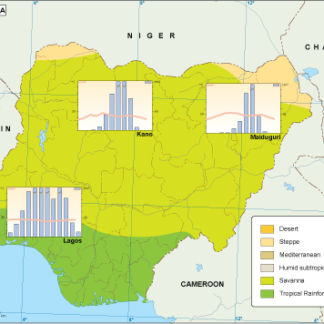 Nigeria mapa climático vectorial