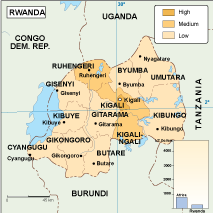 Rwanda mapa económico vectorial
