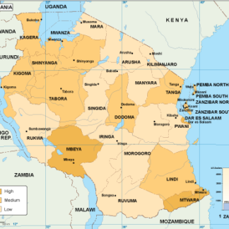 Tanzania mapa económico vectorial