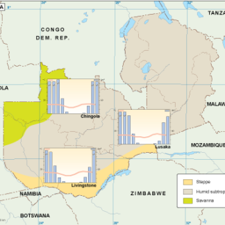 Zambia mapa climático vectorial