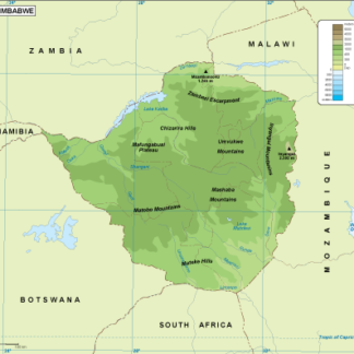 Zimbabwe mapa físico digital