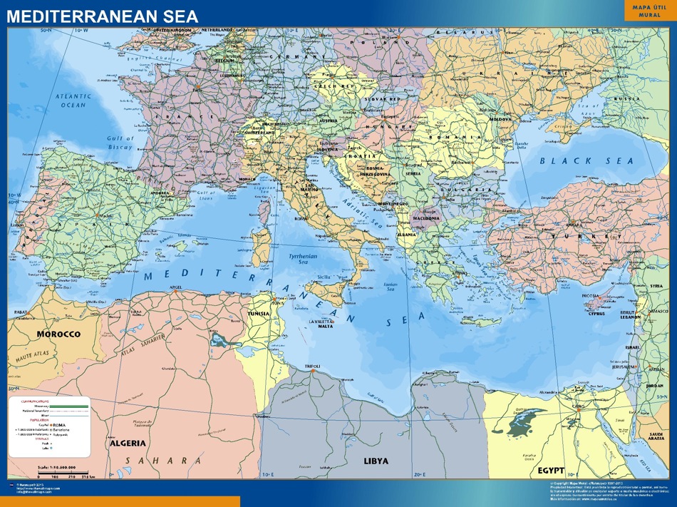 Карта стран средиземного моря